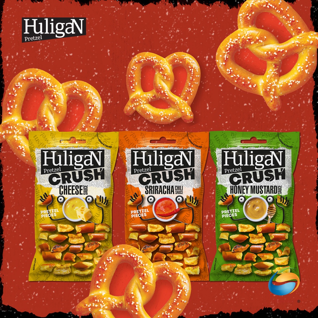 Huligan Pretzel Crush 65g Cheese Honey Mustard Sriracha Chilli Sauce Shopee Singapore