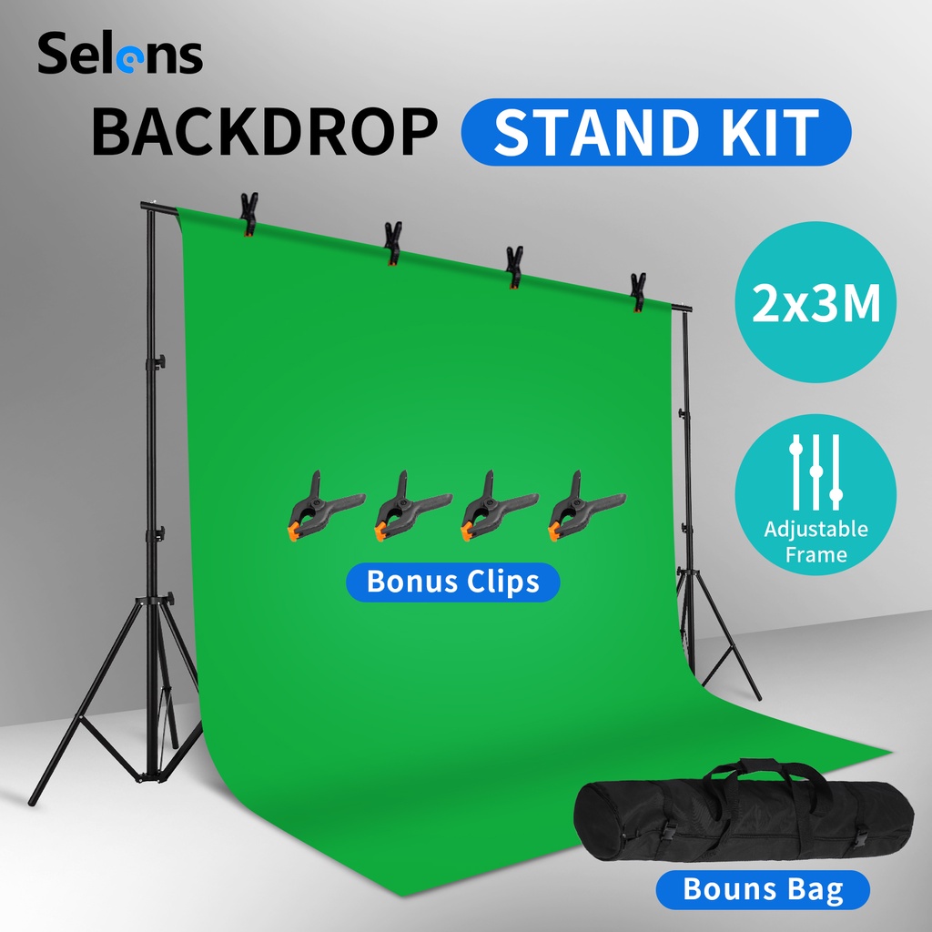Selens Photo Studio Backdrop Stand Kit 2×3M Photography Green White ...