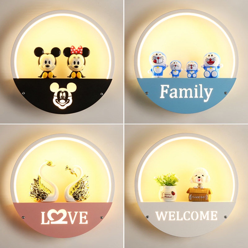 【Wall Light】Simple Modern Lamp Creative Children's Room Bedroom Living Tv Background Mickey Decorative