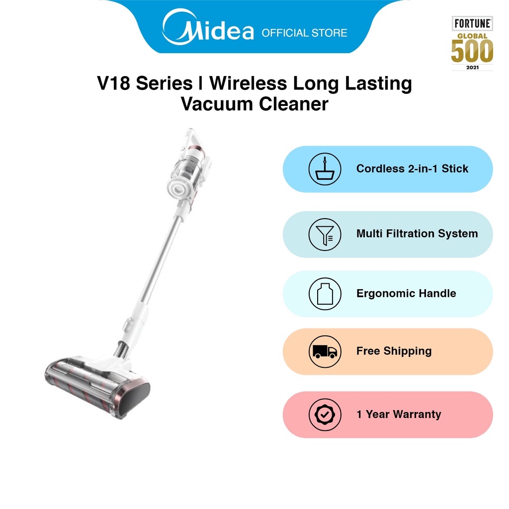 Midea MVC-V18PR Grey/White 2-in-1 Cordless Vacuum Cleaner, 350W ...