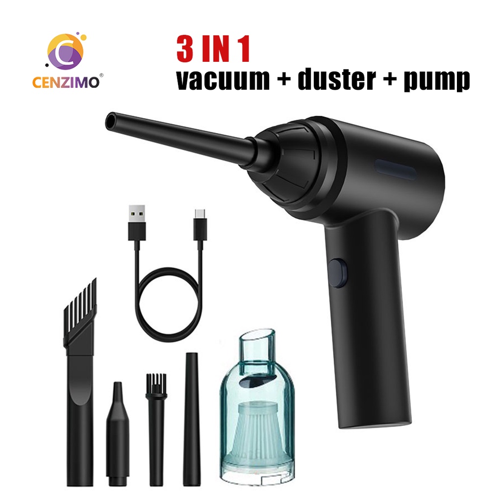 CENZIMO 3 in 1 Upgrade Cordless 15000PA Vacuum Cleaner 50000RPM Air Duster Wireless Dust Blower Electric Air Pump Portable Rechargeable Air Cleaner Vacum for Computer Keyboard Sofa Car Home Office