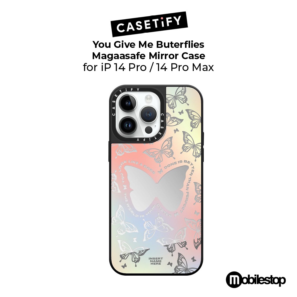 Casetify "You Give Me Butterflies" MagaaSafe Mirror Case for iP 14 Pro