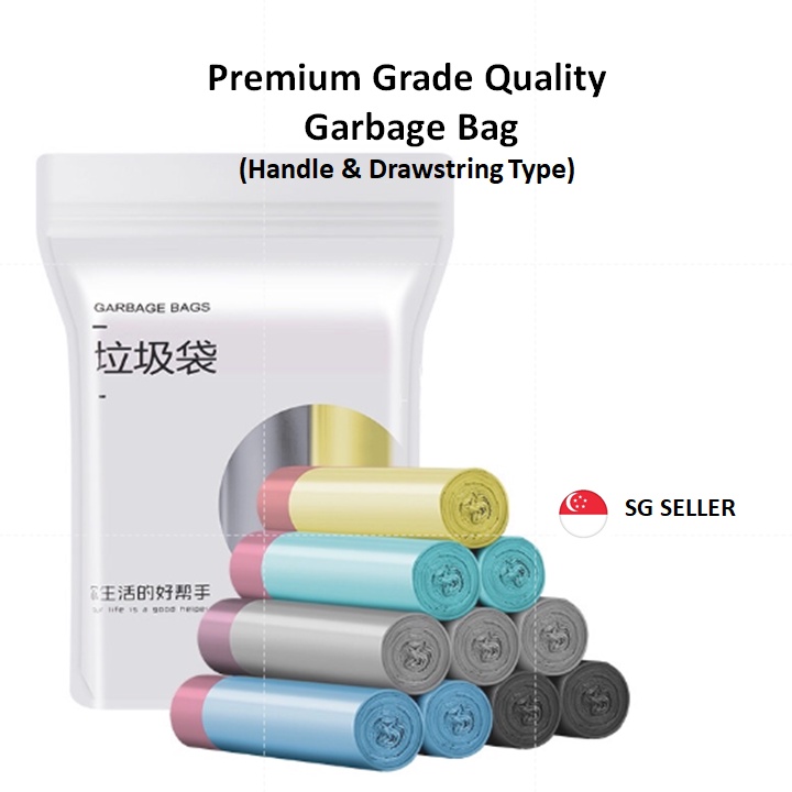 [SG 🇸🇬] Premium Grade Draw String Handle Quality Trash Bag Rubbish Bag Garbage Bag