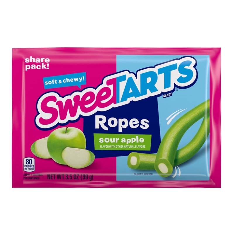 SweeTARTS Sour Apple Flavor Soft & Chewy Ropes Candy, 3.5oz(Ready Stock ...