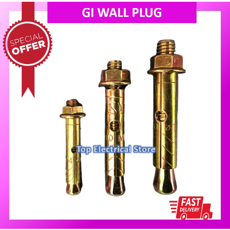 SLEEVE ANCHOR 8MM 10MM 12MM (1PC) IRON METAL WALL PLUG SCREW WALL
