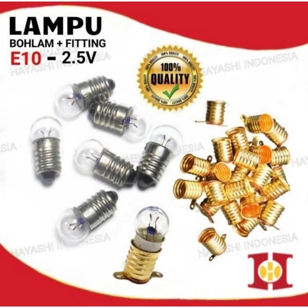 Light Bulb E10 Mini 2.5V Flashlight Drat Lamp Holder Fittings 20pcs