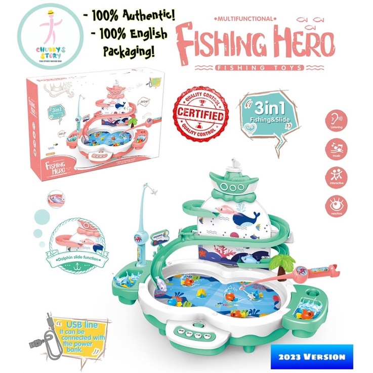 PORORO Kids Fishing Game Toy Electric Music Rotating Catch