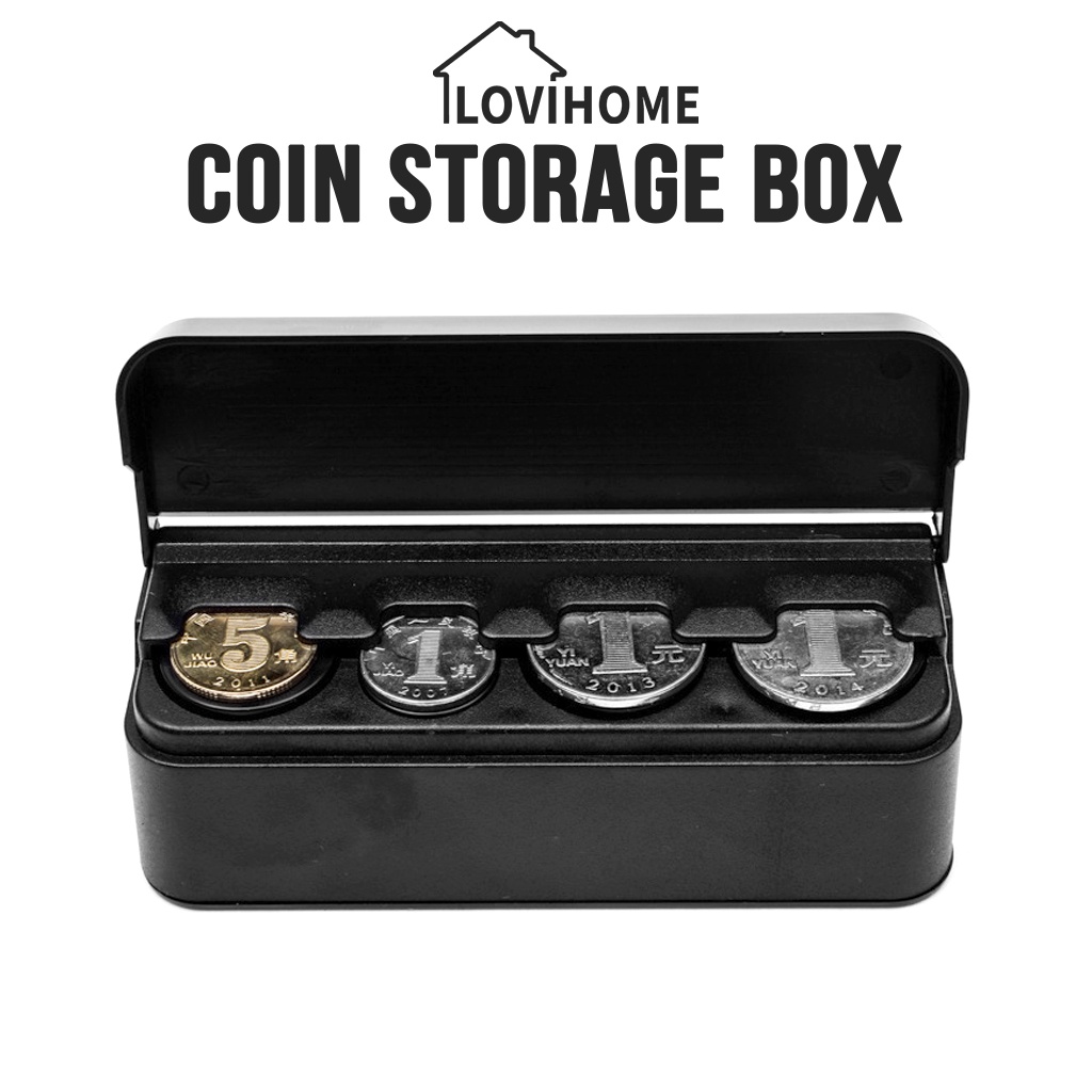 SG Ready Stock Black Coin Storage Box Coins Case Organiser Holder