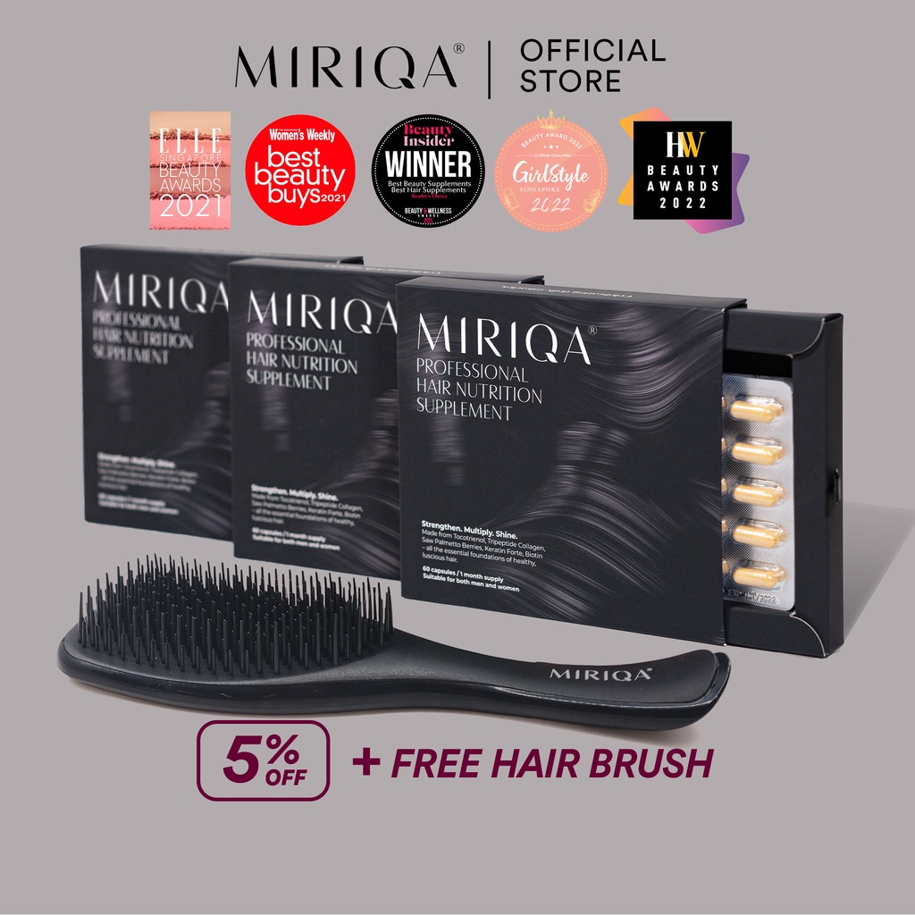 MIRIQA® Professional Hair Supplement [3-months supply with Free Hair Brush]
