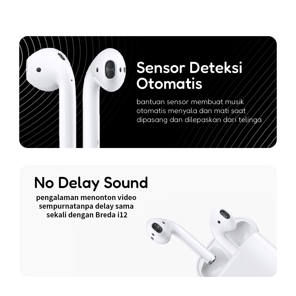Matei Headset Bluetooth inpods i12 TWS Earphone Case Kartun Transparan True Wireless Stereo Ear HIFI - Gambar 4