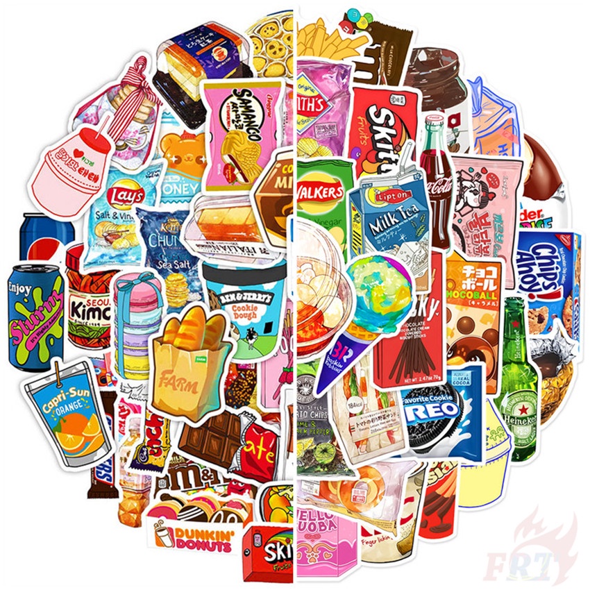 100Pcs/Set Yummy Delicious Food Series A Snacks Drinks Candy Stickers ...