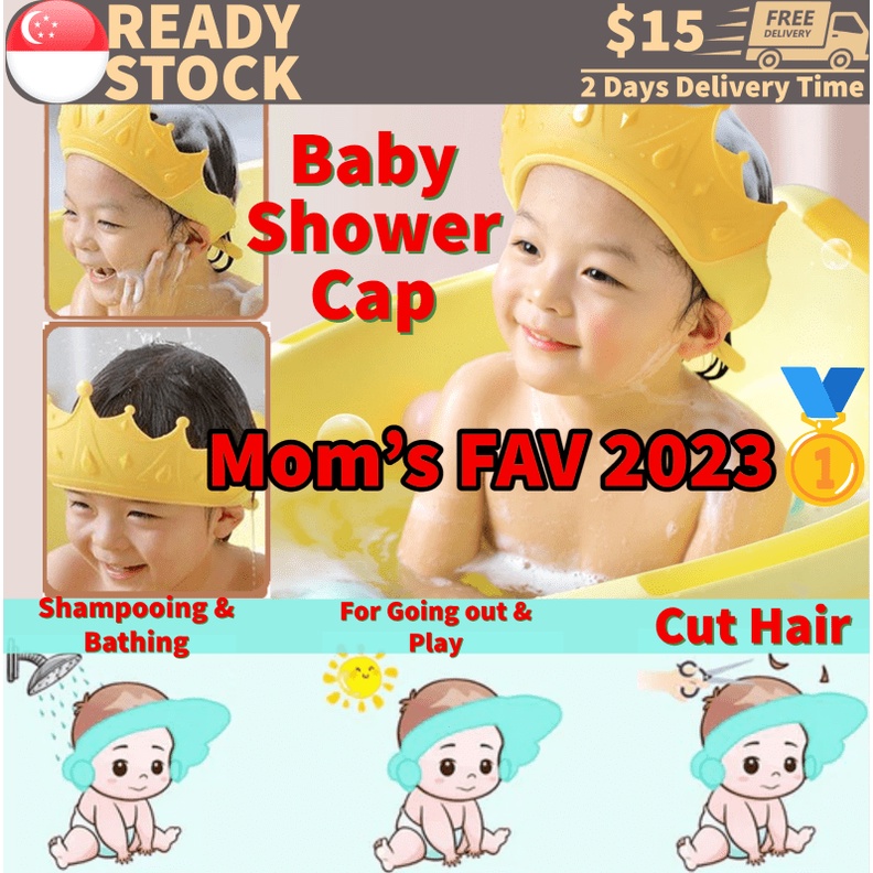 [READY STOC] Baby Children Shower Cap Ear Protection Adjustable Wash