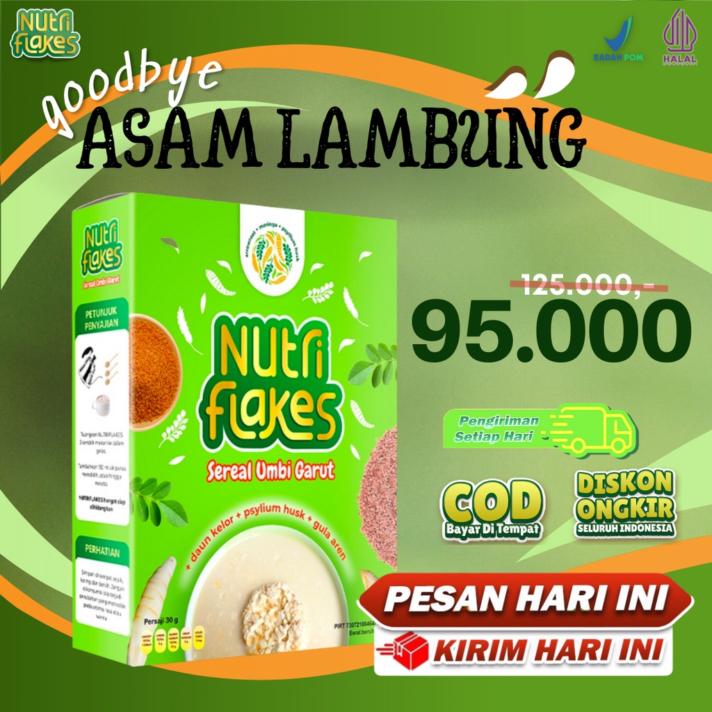 Nutriflakes Cereal garut Bulbs, Moringa Leaves with Psyllium Husk, A