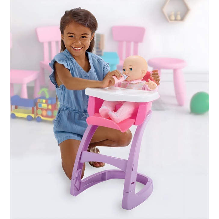 [SG] Baby Doll High Chair Toy, Toddler High Chair, Doll Cradle Toy Bed, Pretend Play, Role Play as mum, Baby Girl Gift