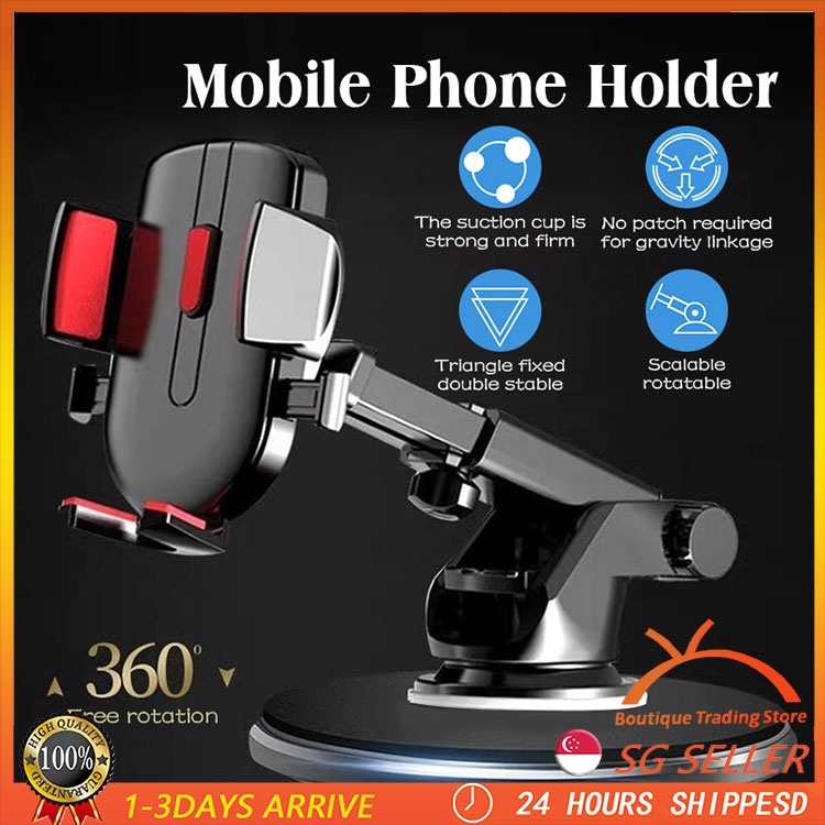 [SG] 360° Car Phone Holder for Dashboard/Windscreen/Curved Dashboard Adjustable Bracket mount