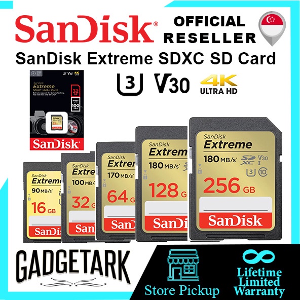 [SG] SanDisk Extreme SDXC SD Card 16GB/ 32GB / 64GB / 128GB R150MB/s