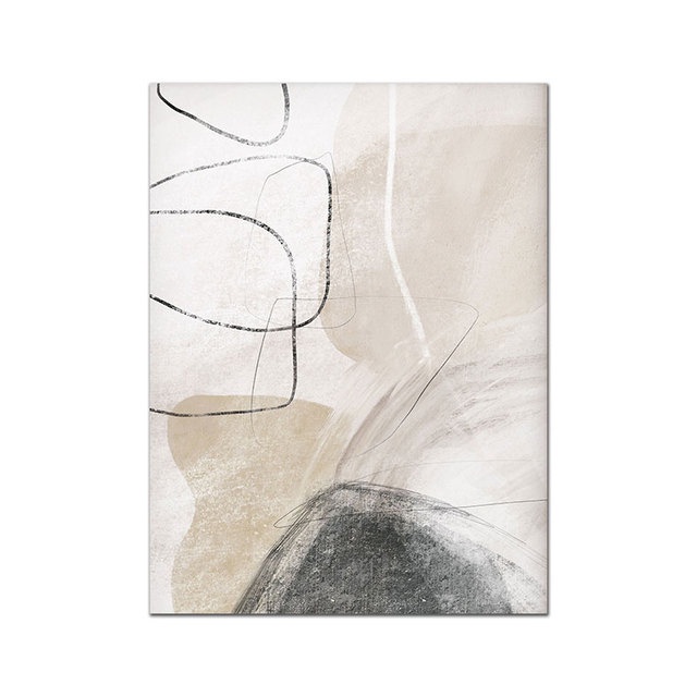 Beige Black Grey Canvas Painting Abstract Watercolor Posters Prints