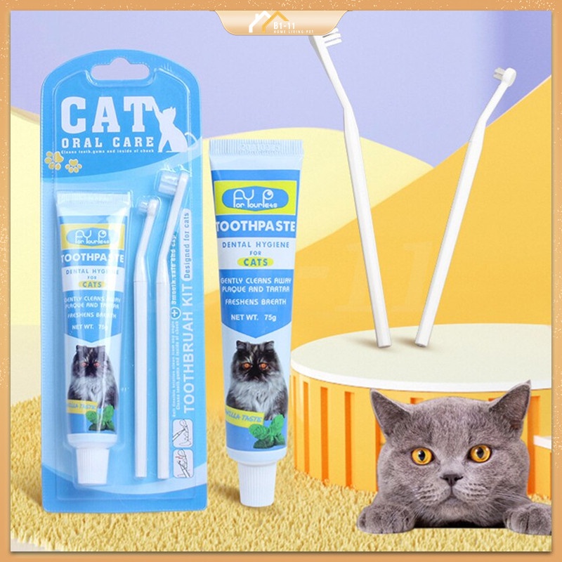 Cat Toothbrush Toothpaste Set Pets Toothbrush Prevent Tooth Decay for