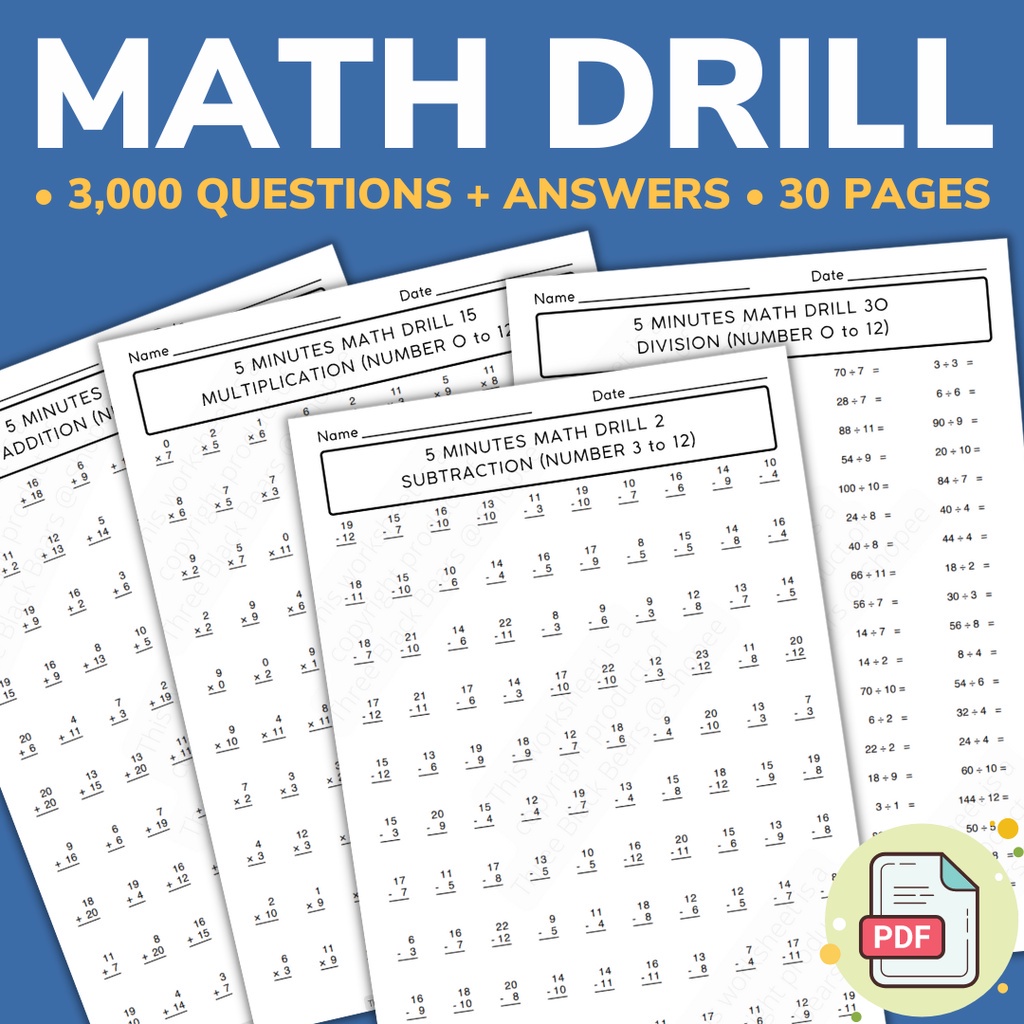 printable-pdf-mathematics-drill-worksheets-3000-q-a-addition-subtraction