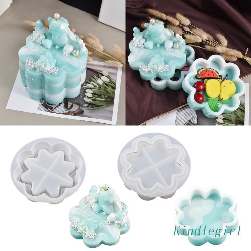 KING Flowers Resin Box Molds with Lids,3D Jar Silicone Mold,Trinket