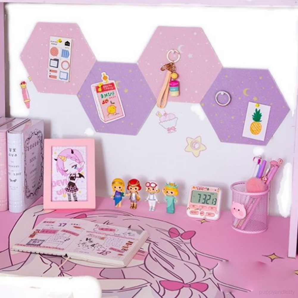 Hexagon Felt Board Tiles Self Adhesive Wall Bulletin Boards Felt Memo
