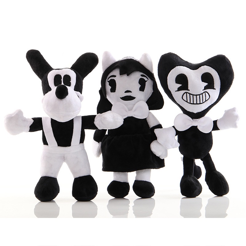 And The Bendy Ink Machine Plush Doll Figure Toy Black White Alice Boris Toy Shopee Singapore 