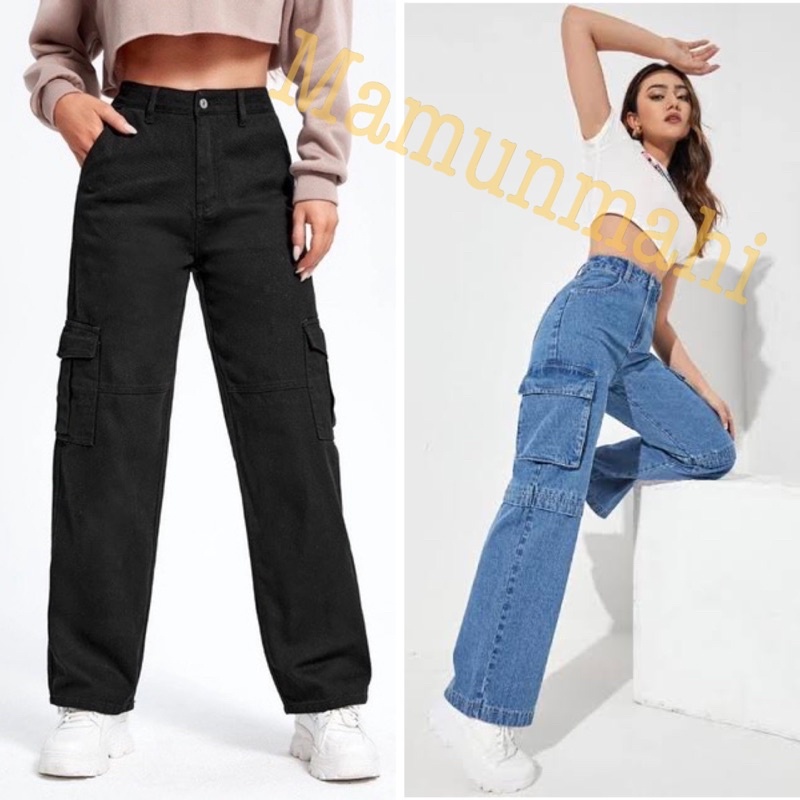 Woman Jeans Pants Denim Suspender Pants Women's Suit 2022 Spring And Summer  Loose Cargo Long Pants Pantalones Vaqueros Mujer
