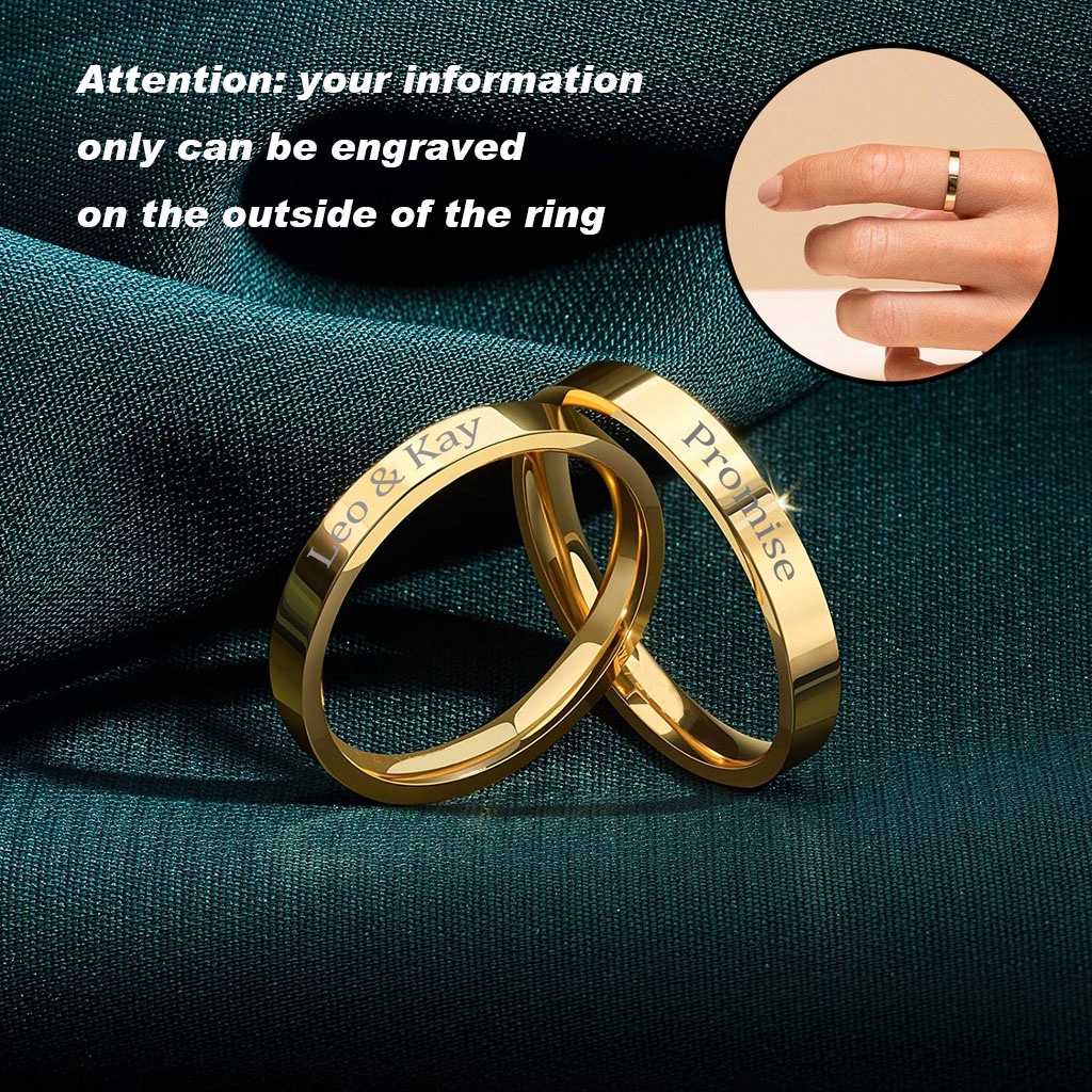 ECGIFT RI001 Custom Stainless-Steel Ring 3mm Customized Couple Rings Personalized Jewelry Gifts