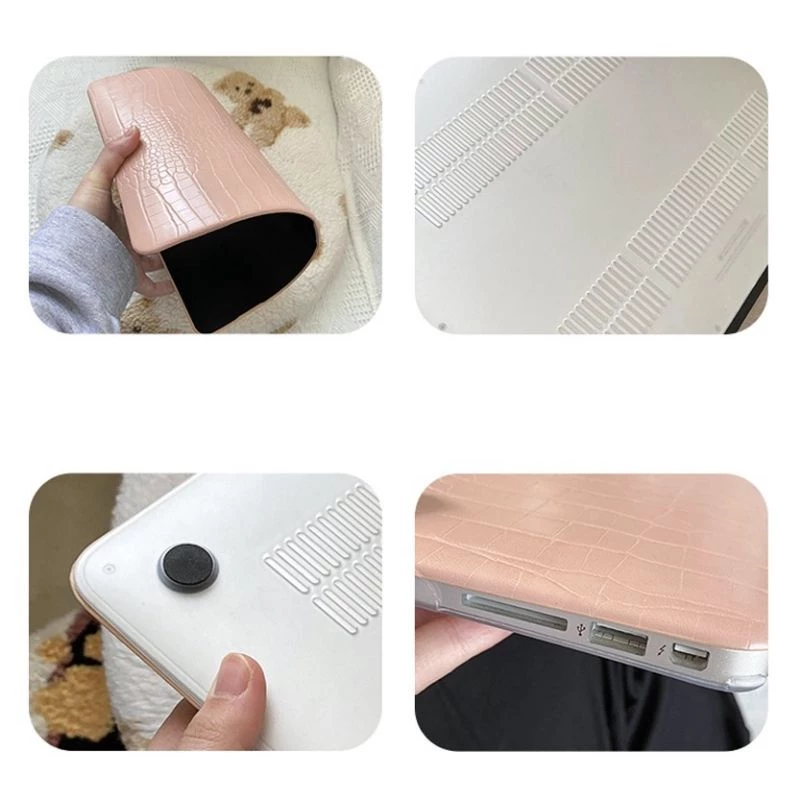 Hard Case MacBook Air M4 M1 M2 Pro 13 Inc Retina Casing Premium Crocodile Leather Pattern - Gambar 3