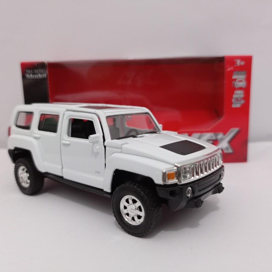 REPLIKA PUTIH Diecast Hummer Miniature Hummer H3 Welly 136 White Color Miniature Car Hummer H3