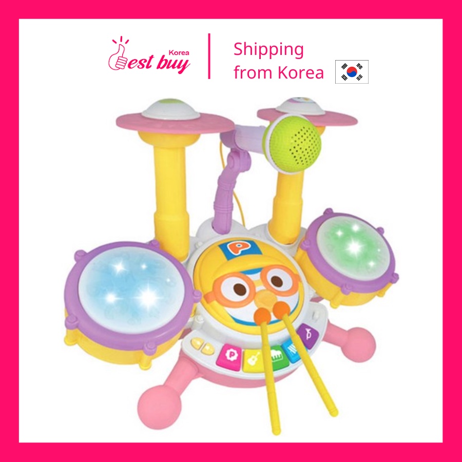 Pororo Mini Drum Musical Instrument Set Song LED Mic | Shopee Singapore