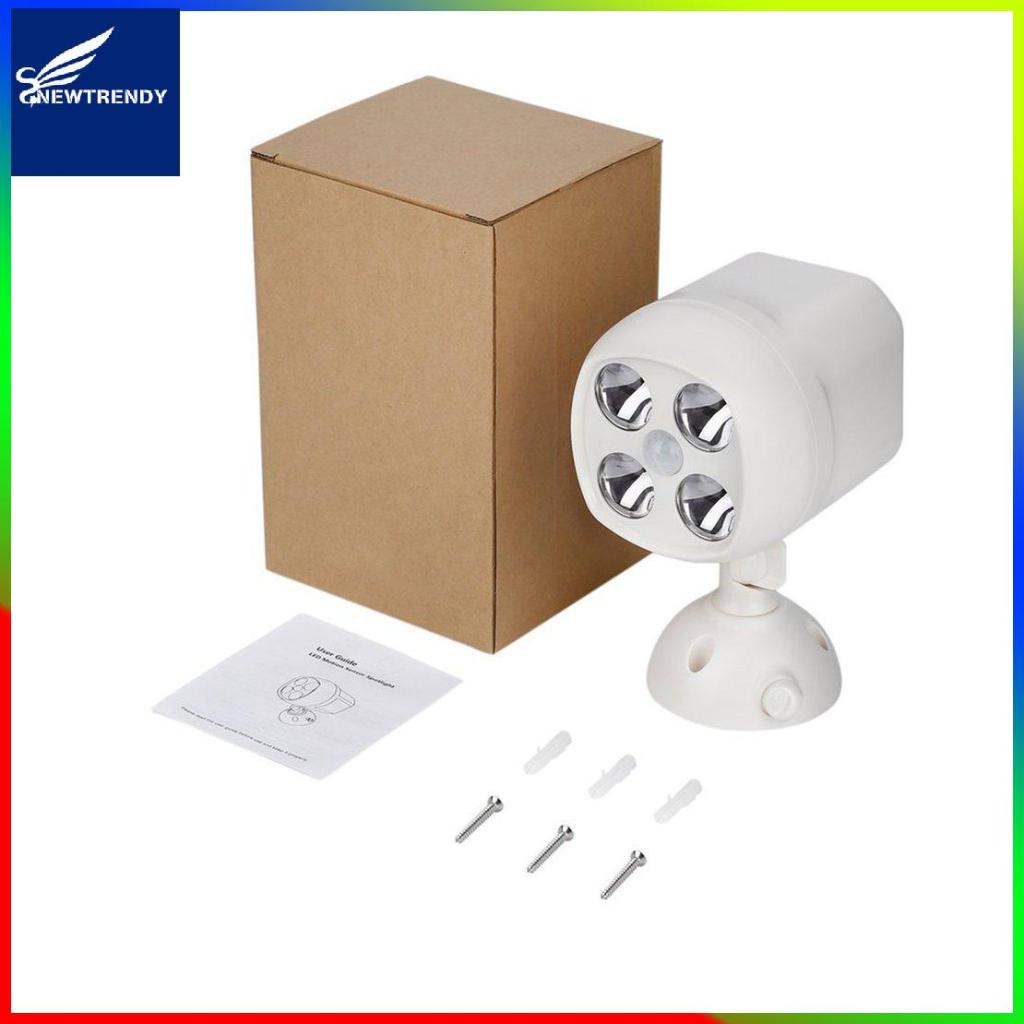 0131 4LED Spotlights LED Motions Sensors 600Lumen Rotatable Auto Shut