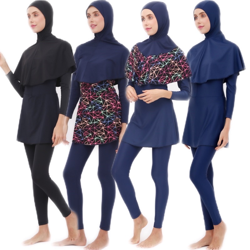 Swimsuit Muslimah Adult Long Hijab Various Motifs | Shopee Singapore