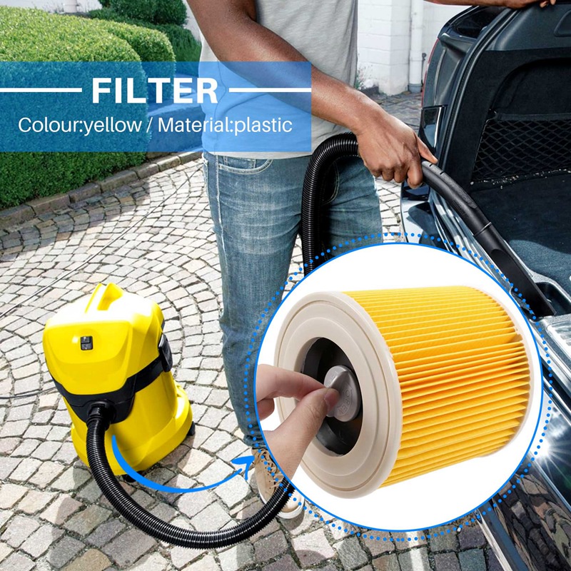 2 Pcs Cartridge Filter for Karcher Vacuum Cleaner WD3 Premium WD2 WD3 ...