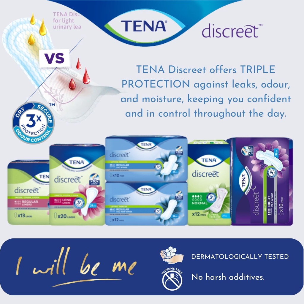 TENA Discreet Liner / TENA Discreet Sanitary Pad Regular / TENA