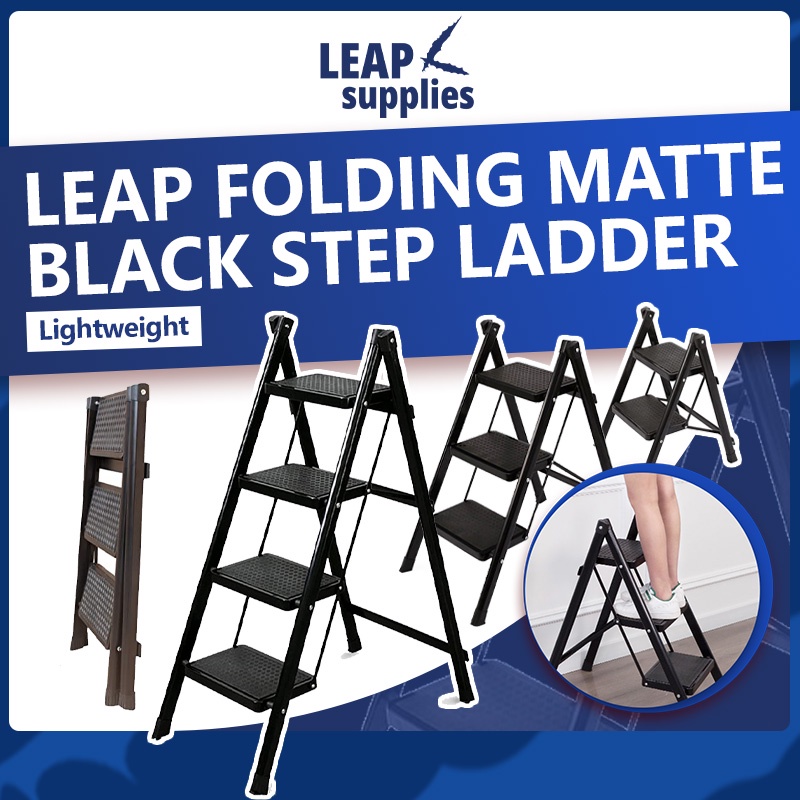 [SG STOCK] LEAP Folding Lightweight Matte Black Step Ladder Singapore