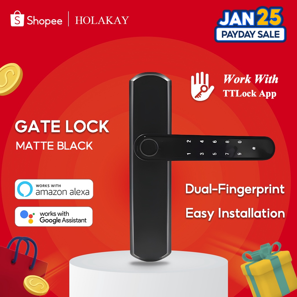 2023 New Launch Smart BLE Digital Gate Lock HDB Metal Gate Digital