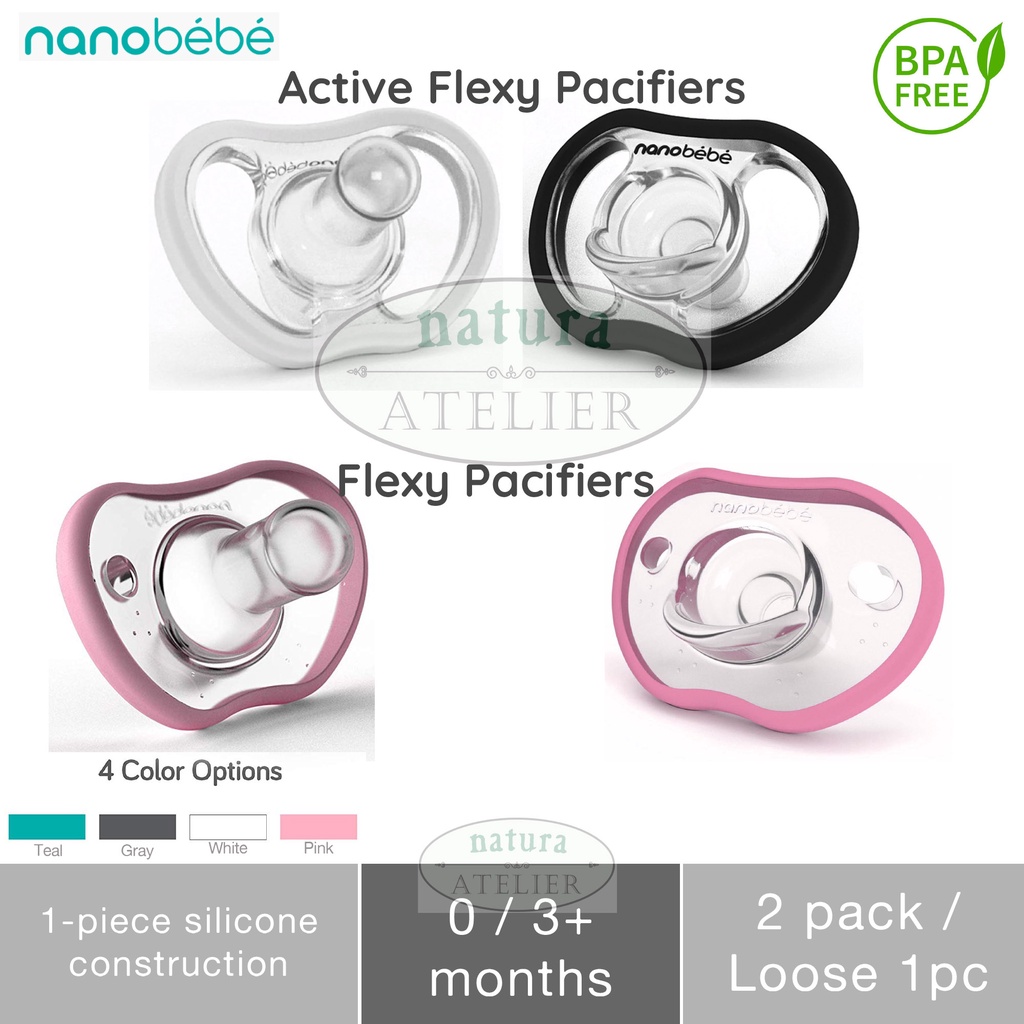 Nanobebe Active Flexy Baby Pacifier 奶嘴 100% Silicone Bayi,