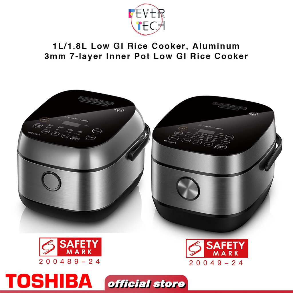 Toshiba 1L RC10IRPS/1.8L RC18ISPS Low GI Rice Cooker, Aluminum 3mm 7