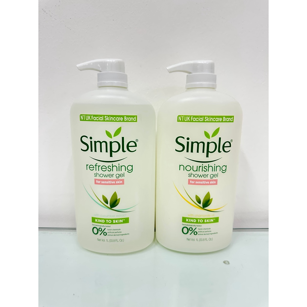 Simple Shower Gel 1000ml Kind to Skin for Sensitive Skin Nourishing