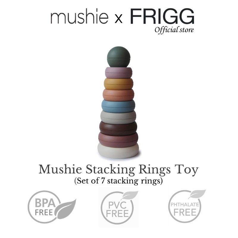 Mushie Stacking Rings Toy (2 Designs) Educational Toy for 6 Months+ Baby Sensory Play Motor Skills