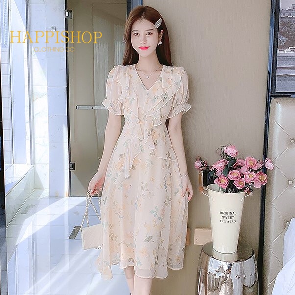 Dresses Women Floral Fashion Design Sundress Sweet V-neck Korean