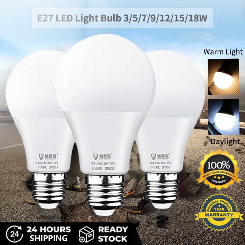 【Buy 4 Get 5】Tri-color E27 Led Light Bulb Energy Saving Lights 7W AC85 ...