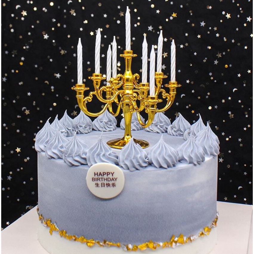 9pcs Candles and Candlestick Bracket 1 Set Cake Topper Birthday Party ...