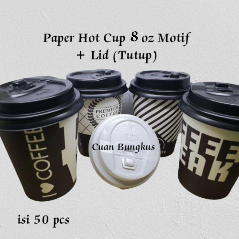 Paper Hot Cup 8 oz 210 ml Coffee + Lid contains 50 pcs | Shopee Singapore