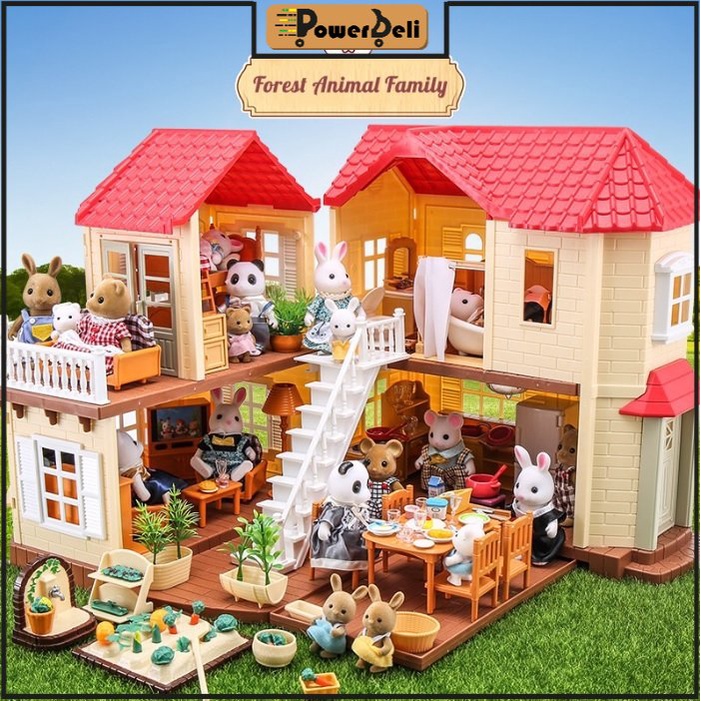 POWERBELI Santomle MEDIUM Happy Forest Family Pretend Doll House
