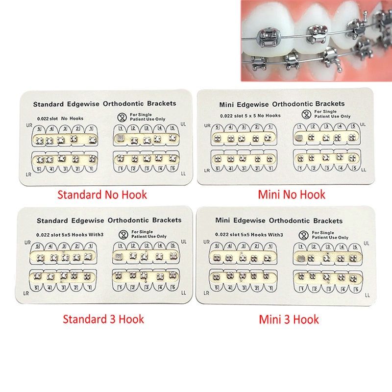1 Set Dental Edgewise Brace Orthodontic Mini Standard Brackets No Hook