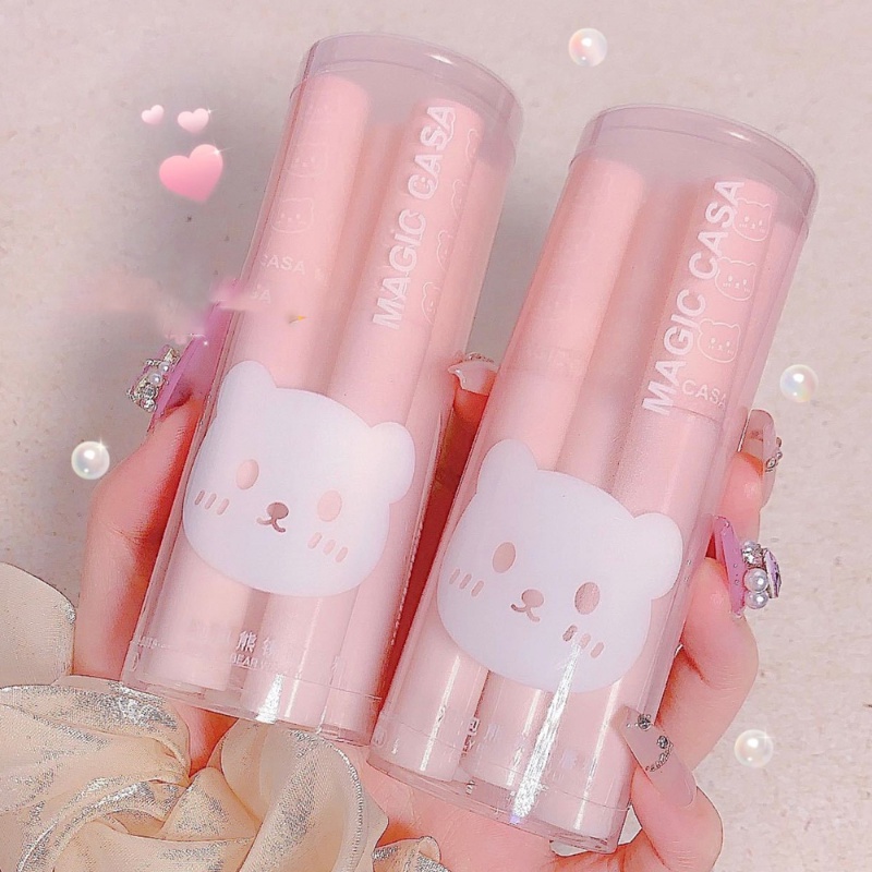 6 Pcs/Set Mirror Gloss Lip Glaze / Cute Bear Moisturizing Liquid