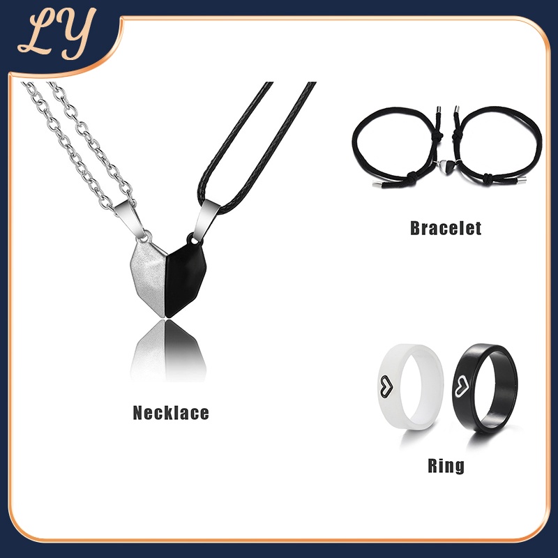 [24h delivery]  couple Matching necklace Bracelet ring  valentine s day gift 情侣MY142 Adjustable magnet couple necklace magnetic couple bracelet couple ring