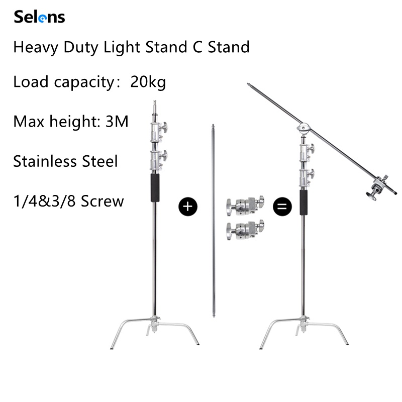 Showaven C Stand With Boo Ar, Heavy Duty 10ft Light Stand For